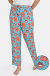 Zivame Blotched Bloom Woven Pyjama - Pool Blue — thumbnail 1